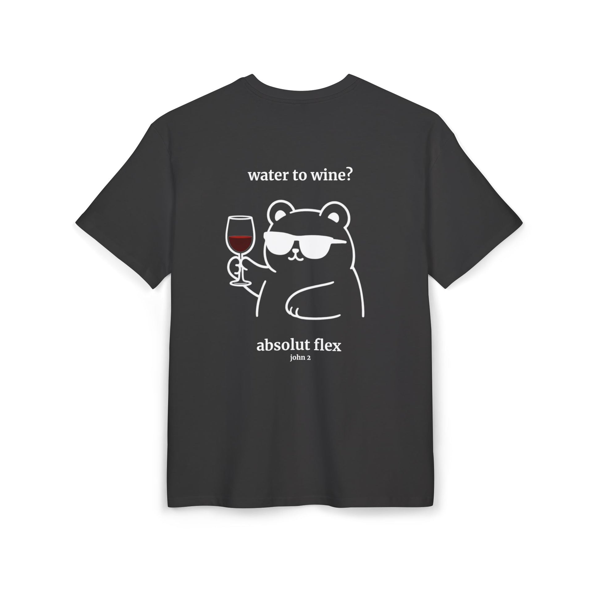Christian t-shirt with a funny water to wine design