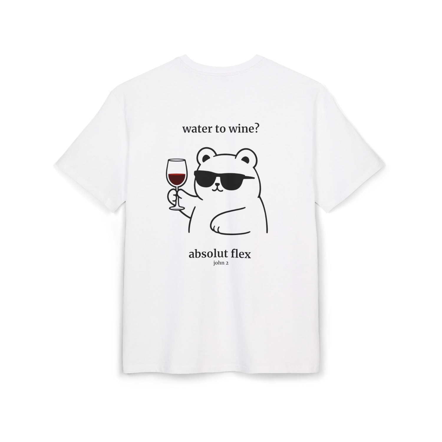 Christian t-shirt with a funny water to wine design