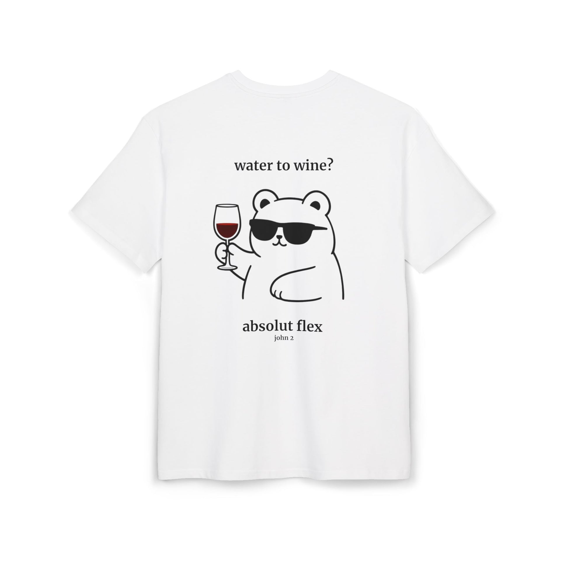 Christian t-shirt with a funny water to wine design